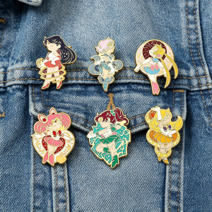 Bandai | Sailor Moon Anime Enamel Pins Magical Girl Character Lapel Brooch Badges Decorative Metal Pins for Denim Backpack Clothing