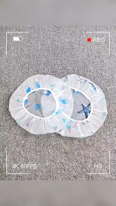 SEA JJT หมวกอาบน้ำ PEVA หนา กันน้ำ พิมพ์ลายฝ้า เกรดสูง หมวกอาบน้ำผู้ใหญ่ หมวกอาบน้ำแบบขยาย ไม่ใช้ครั้งเดียวทิ้ง