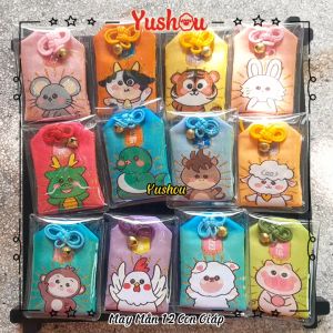 Móc Khóa Yushou May Mắn - Mười hai con Giáp (Kiểu Omamori) Có sẵn