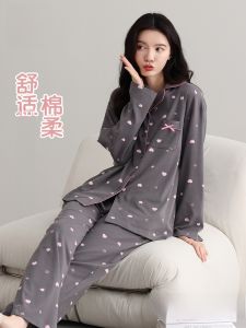 MiiOW | Bộ đồ ngủ dài tay MiiOW Catwoman mùa xuân thu nhẹ thoáng khí rộng rãi cỡ lớn cho nữ quần áo mặc nhà cotton nguyên chất