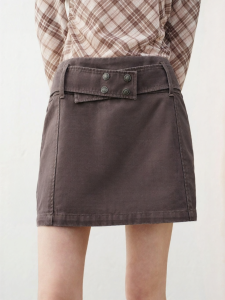 PEACEBIRD | High Waist Washed Denim Skirt