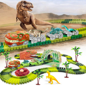 Dinosaur Train Toys Create A Dinosaur World Road Race-Flexible Track Playset Dinosaurs Toys Race Car for Old boy Girls