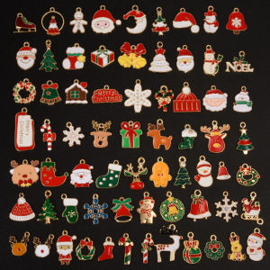 30/50/100pcs High Quality New Christmas Day Charms Santa Claus/Fawn/Snowflake Winter Christmas Carnival Jewelry Diy Earring Make