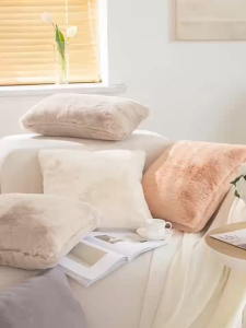 [CASE ONLY] Plain Bubble Furry Fluffy Throw Pillow Case zipper Sofa Cushion Cover AB Style 40x40cm