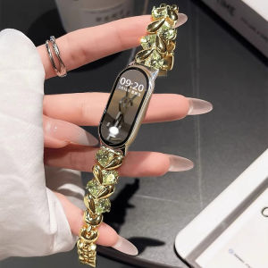 Uhada Fashion Metal Sport Bracelet for Xiaomi Band 8 7 6 5 4 3 2 1 Smart Watch Band High-End Crystal Womens Style Small Fragrance