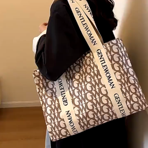 New style Canvas Tote Bag With Zipper Large Capacity Shoulder Bags For Women For school college