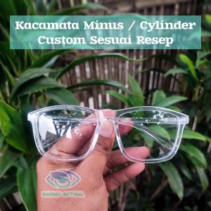 13303CL - Kacamata Transparan Photocromik Bluecromik Pria Wanita Lensa Ukuran Resep Minus Cylinder -8 -7 -6 -5 Bahan Fu Plastik Lentur Tangkai Per Pegas