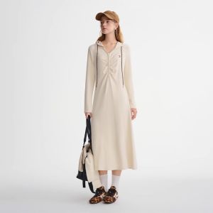 DUSHU | Casual Hooded Pleated Waist Dress