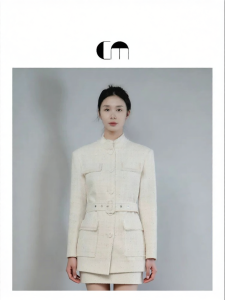 Summer Elegant Tweed French Style Stand Collar Jacket