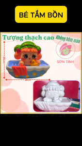 Tượng thạch cao Em Bé Ngồi Trong Bồn Tắm M35 (Không kèm màu) Bé Tô Màu Tô Tượng