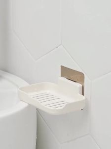 No-Drill Soap Dish Bathroom Shower Soap Holder Multi-Functional Draining Storage Rack Adhesive Wall-Mounted Drain