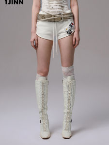 1JINN STUDIO Sporty U-Shape 3D Print Short Sweatpants Women Slimming Casual Straight Leg Pants Natural Waist Cotton Blend