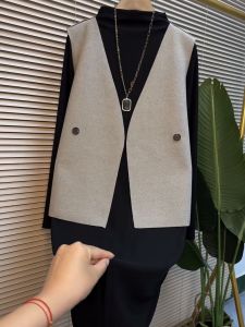 plus Size Fashionable Vest Dress Set Slimming Two-Piece Suit for plus Size Women Autumn Long Sleeve High Collar Regular Fit