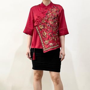 ECLAIRE 003 Blouse Blus Wrap Bunga Bordir Embroidery Cheongsam Imlek Lunar Etnis Import oiso