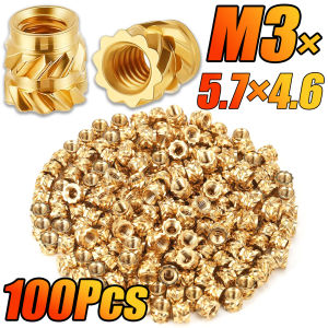 100Pcs M3 Brass Threaded Inserts Heat Set Insert for 3D Printing Plastic Components M3x5.7x4.6mm Metric Knurled Nuts