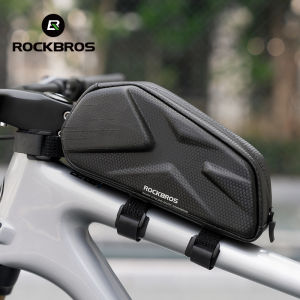 ROCKBROS Bicycle Front Frame Bag 1.4L Capacity Hard Shell Cycling Top Tube Bag Adjustable Quick Release MTB Road Bike Frame Bag