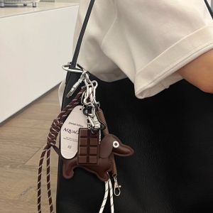 New Miu Sausage Dog Lanyard Bag Charm Decorative Knotted Climbing Car Keychain Fashionable Retro Style Pet Accessory