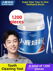 SUPER DEER | Portable Two-in-one Toothpick and Floss Tooth Interdental Brush