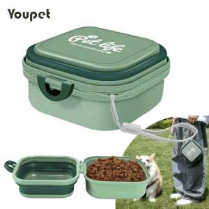 Thickened Folding Pet Bowls Outdoor Pet Double Bowls Tableware Travel Dog Feeder Bowls Pet Supplies Portable Dog Bowls
