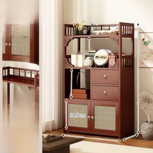 New Chinese Style Tea Room Tea Cabinet Storage Rack Non-Solid Wood Small Bohu Shelf Purple Clay Pot Display Stand