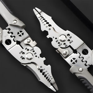 8.5 Inch Multi Functional Industrial Wire Stripper Cutter Crimper Heavy Duty Stainless Steel Electrical Pliers Ergonomic Grip