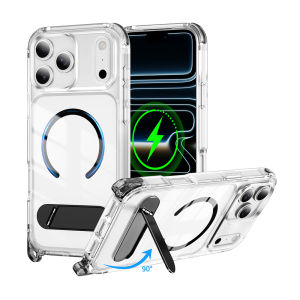 Metal Folding Stand Phone Case For iPhone 18 Pro Max 17 16 Plus 15 14 13 12 17 16e Air For Magsafe Magnetic Cover With Lanyard