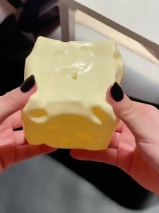 Jumbo Vaseline Cheese Squishy Toy Large Cheese Cube Stress Ball TPR Soft Squeeze Fidget Toy Shapeable Non Rebound Sensory Toys