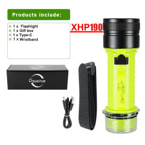 2025 New upgrade Underwater Lantern XHP190 Rechargeable Professional Diving Flashlight Super Bright IPX8 Waterproof Flashlight