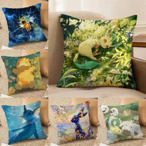 Bandai | Pokemon Future Pokemon Anime Plush Pillow Cover Soft Short Plush Cushion Cover For Sofa Bedroom Home Decor Gift