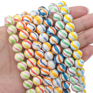 2pcs 10mm Handmade Ceramic Porcelain Beads Striped Hand Painted Round Loose Spacer Beads For DIY Necklace Bracelet Jewelry Craft Making Accessories