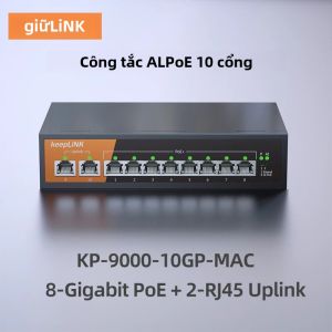 Công Tắc Gigabit 10 Cổng KeepLiNK Với Thiết Bị Mạng Chơi Phích Cắm Không Được Quản Lý 8-PoE 2-RJ45 Để Truyền Dữ Liệu Nâng Cao