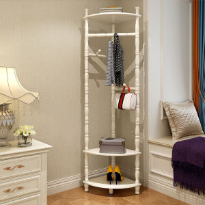 Coat Rack Floor Bedroom Solid Wood Hanger Corner Multifunctional Storage Shoe Rack Minimalist Corner American Clothes Hanger