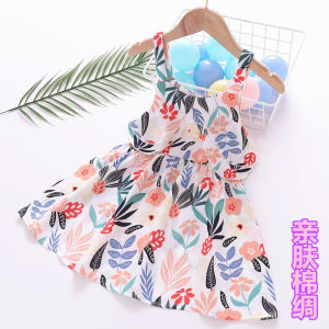 Mùa Hè Cotton Vải Bông Lụa Không Dây Đầm Nhân Tạo Mỏng Cotton Vải Bông Cộc Tay Không Tay Phong Cách Công Chúa Váy Dành Cho Bé Gái Quần Áo Trẻ Em