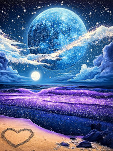 Huacan Full Diamond Painting Starry Sky Moon Night Beach Diamond Mosaic Landscape New Collection 2026 Handicrafts Gift