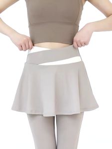 ANMO-Celana Rok Olahraga Wanita Celana Yoga High Waist Legging Rok Dua Lapis Gym Yoga Running Sport