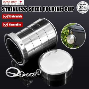 250ML Stainless Steel Folding Cup Outdoor Portable Outdoor Camping Portable Metal Stainless Steel Telescopic Cups Cups Drinking Telescopic Portable Shot Glass Premium Stackable Metal Collapsable Cup Travel Telescoping Mug for Hiking Camping Picnic