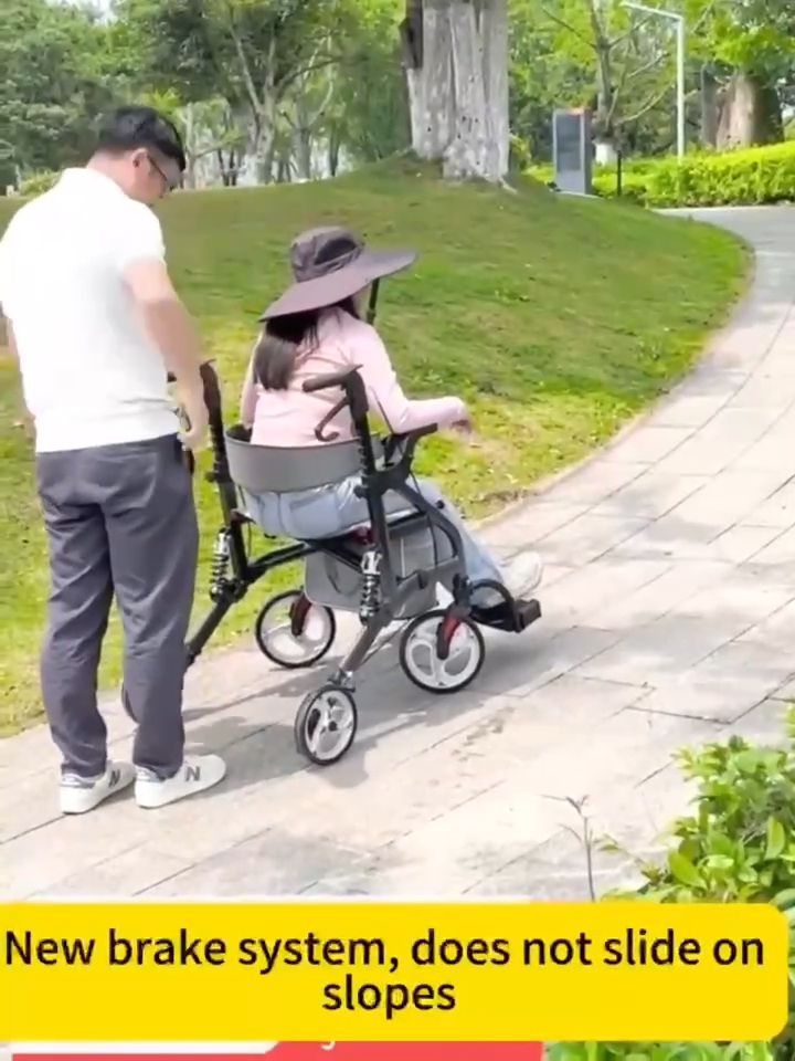 3 in 1 Rollator Walker Wheelchair Shopping Cart for Senior Foldable Lightweight Heavy Duty Foot Rest