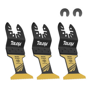 TOLESA 3PCS Titanium Oscillating Saw Blades Multi-Purpose Set for Metal Wood Bi-Metal Oscillating Saw Blades Clean Cut for Wood