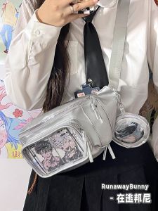 Cute Multi-layered Teenage Heart Y2K Basic Style Small Food Pain Packaging Plush Doll Secondary Transparent Pure Color Slant Cross Chest Bag