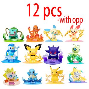 Bandai | 12 Mô Hình Nhân Vật Pokémon Pikachu Hộp Quà Ngẫu Nhiên Anime PVC Trang Trí Bàn Làm Việc Dành Cho Người Hâm Mộ Và Nhà Sưu Tập Quà Sinh Nhật