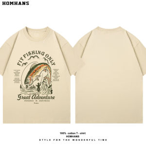 Red Han Pure Cotton Breathable Comfortable Short Sleeve T-Shirt Fly Fishing Lure Fun Personalized Print for Boyfriend Husband