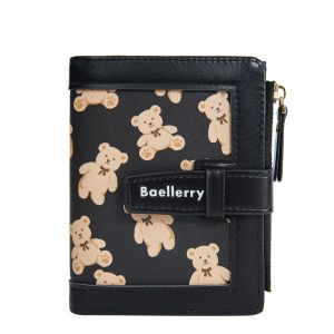 Baellerry | Ví Nữ Baellerry Chất Liệu PU In Hình Gấu Dễ Thương Thiết Kế Gấp Có Khóa Cài 6 Ngăn Đựng Thẻ Cửa Sổ Đựng Chứng Minh Thư Và Ngăn Đựng Tiền Xu Có Khóa Kéo Bên Hông Phụ Kiện Thời Trang Dành Cho Các Cô Gái.