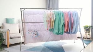 Foldable/Extendable 240cm Stainless Steel iron Cloth Hanger | Double Pole Hangers | X-Type Clothes Drying | Outdoor Balcony Hanging  Cloth Rack