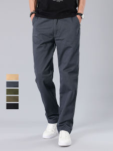 Spring Pure Cotton Straight Leg Work Trousers Mens Loose Large Size Multi-Pocket Long Pants Mid-Aged Spring Autumn Versatile Trousers