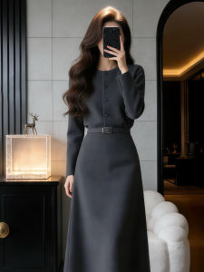 Ge·an·fei | Elegant French Grey Slim Knitted Dress