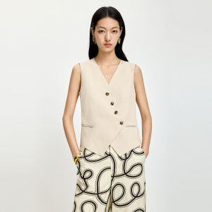 Lily | Áo Gile cổ V chất liệu vải linen phong cách retro