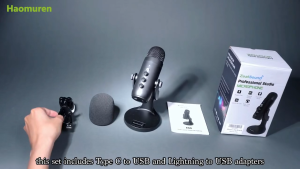 Haomuren USBไมค์อัดเสียง เหมาะสำหรับ ไมค์ตั้งโต๊ะมืออาชีพ For PC Computer Singing Gaming Streaming Podcasting K66