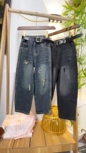 Quần bò bé trai rách ống 6-12 tuổi chữ a và ROGUH vải mềm co giãn dáng thời trang