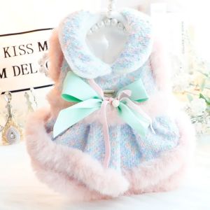 HBESTY Luxury Dog Clothes Warm Princess Pet Dress Coat Symphony Fragrance Traction Dog Clothes for Small Dogs
