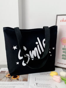 New 2025 Canvas Shoulder Bag for Women Black Commuter Tote Bag Durable Casual Fashion Handbag Soft Comfortable A4 Notebook Capacity